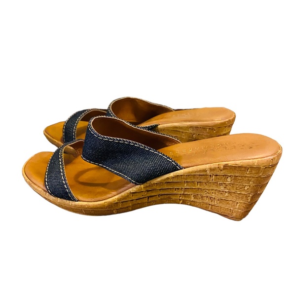 Italian Shoemakers Shoes - ITALIAN SHOEMAKERS Tan And Blue Wedge Sandals